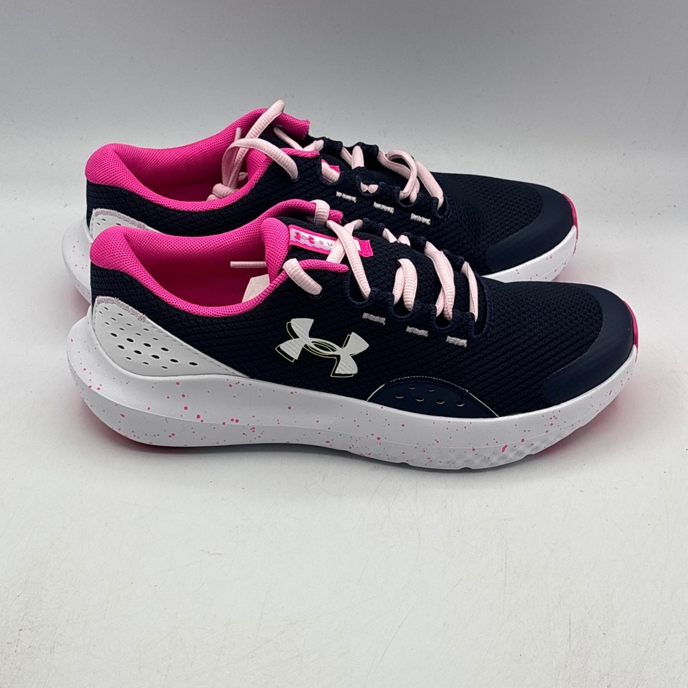 Under Armour Surge 4 Shoes Girls Size 7Y Navy Pink Running 3027108-410